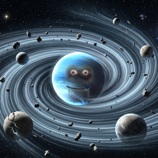 Jupiter with orbital rings and moons